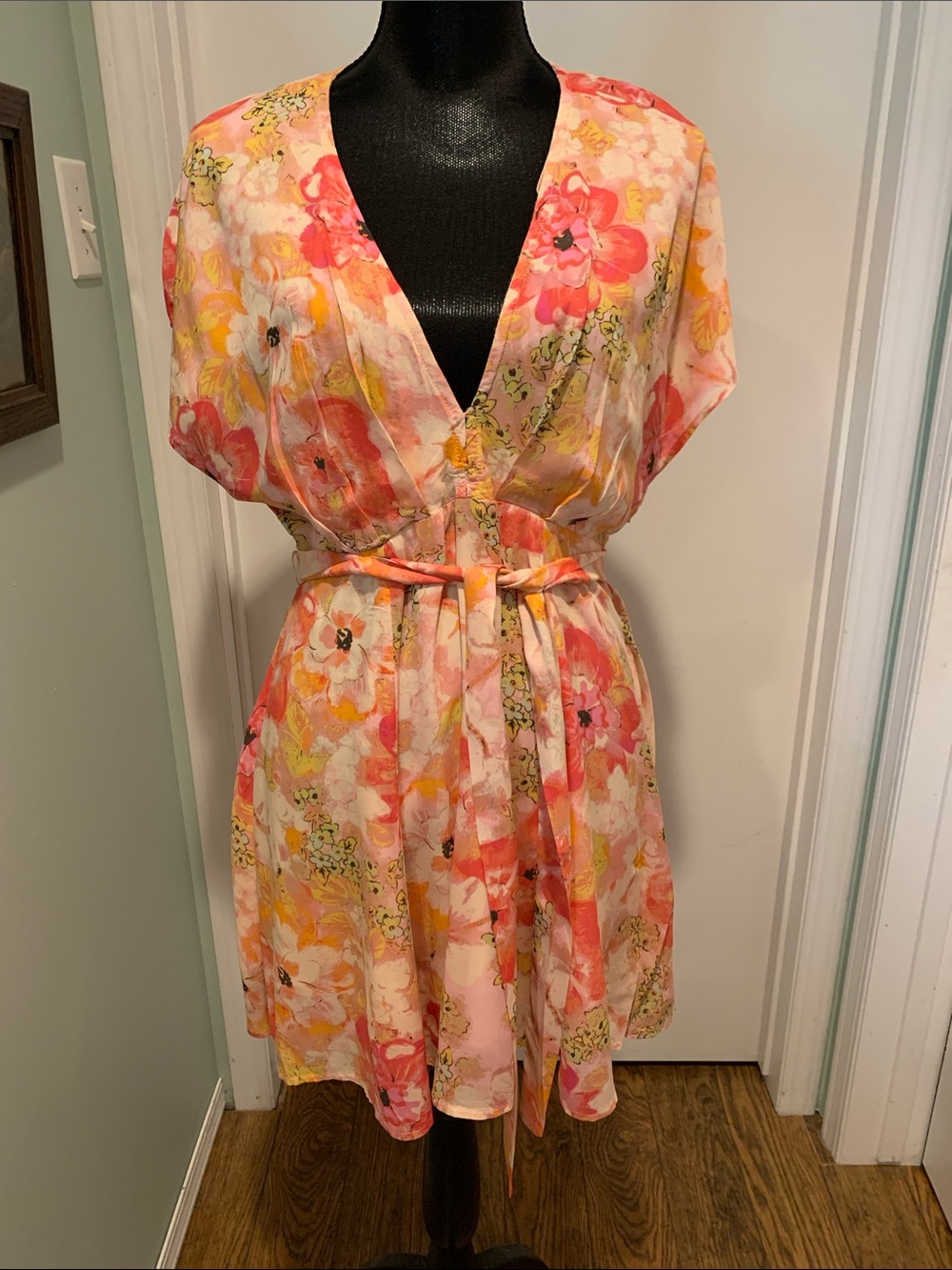 Colourful modal watercolor floral Free People pretty summer dress. Sz S. NWOT.